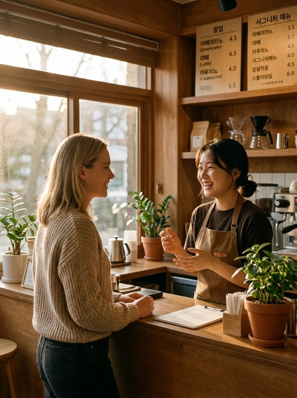 Ordering coffee in Korean at a Seoul cafe